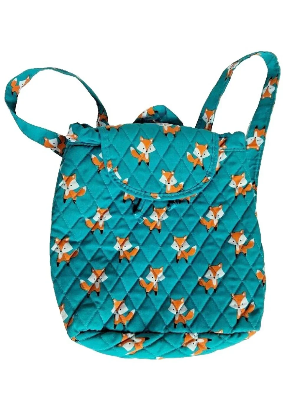 Fox Mini Lunch Bag Backpack Turquoise with Foxes - Fabric, Lightweight, Lined